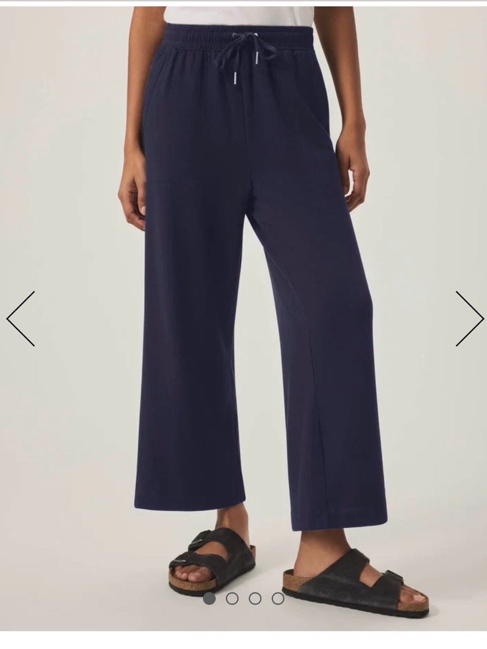 Splendid Wide-Leg Pull-On Crop Pants in Navy Blue. Size Large